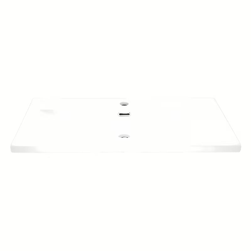 Bijeli keramički umivaonik za kupaonski ormarić SAT B-Way 81x46 cm s odlagališnom plohom desno i otvorom pro slavinu u sredini.