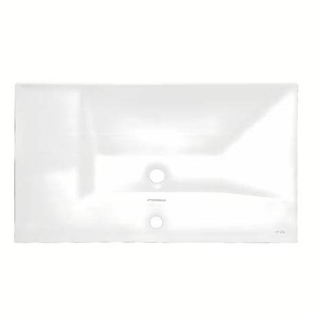 Bijeli keramički umivaonik za kupaonski ormarić SAT B-Way 81x46 cm s odlagališnom plohom desno i otvorom pro slavinu u sredini.