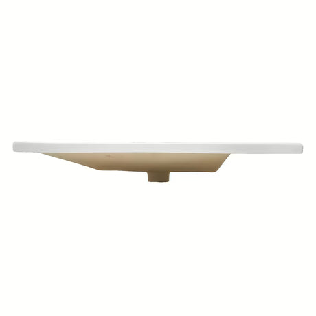 Bijeli keramički umivaonik za kupaonski ormarić SAT B-Way 81x46 cm s odlagališnom plohom desno i otvorom pro slavinu u sredini.