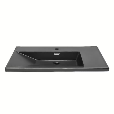 Umivaonik za Kupaonski Ormarić SAT B-Way od keramike u mat crnoj boji s odlagališnom plohom desno