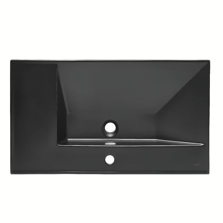 Umivaonik za Kupaonski Ormarić SAT B-Way od keramike u mat crnoj boji s odlagališnom plohom desno