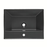 Sjajni crni keramički umivaonik za kupaonski ormarić SAT B-Way s četvrtastog oblika, s otvorom pro slavinu u sredini i preljevom.