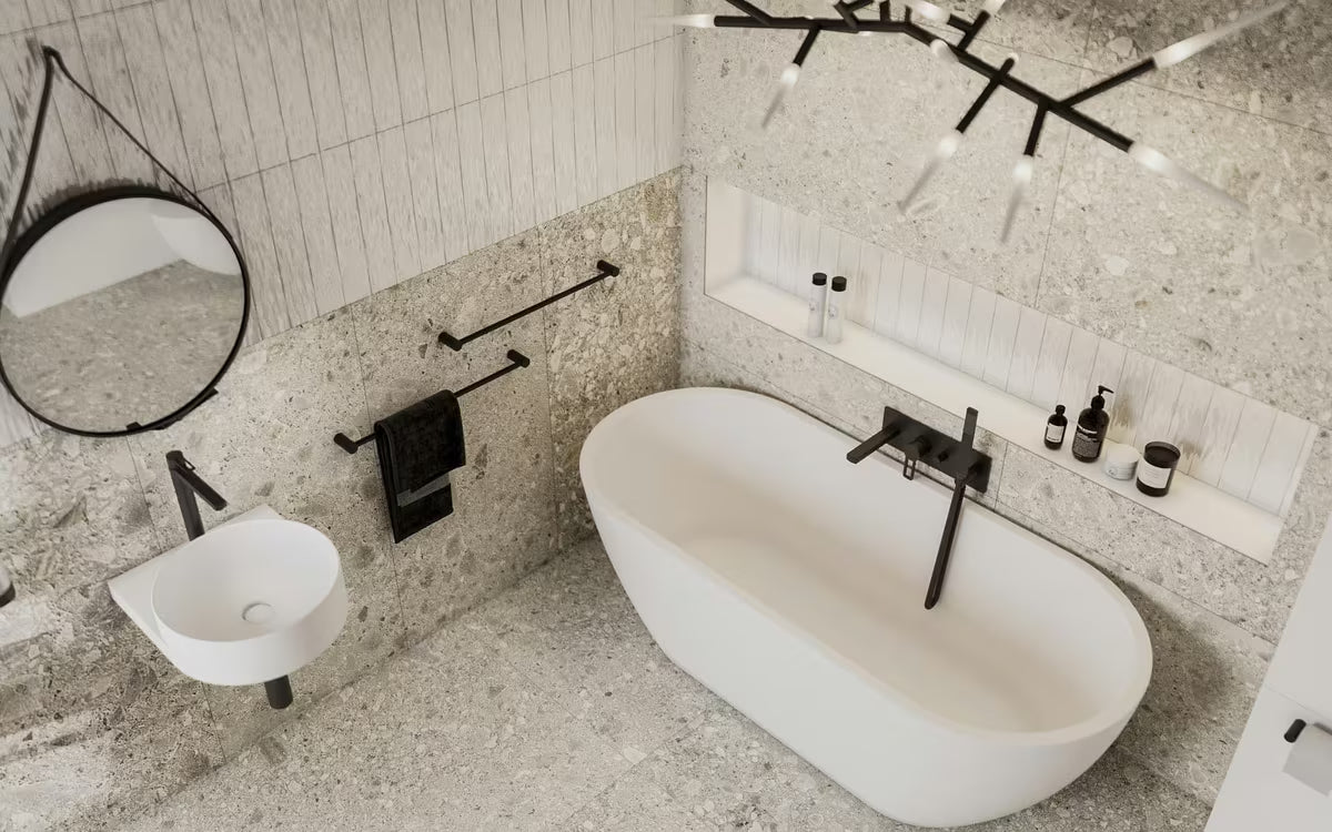 Zidni držač ručnika SAT B-Way R u crnoj izvedbi, jednostavnog i elegantnog dizajna.