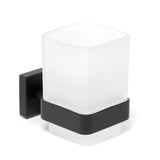 Crni mat zidni držač čaša SAT B-Way S četvrtastim dizajnom