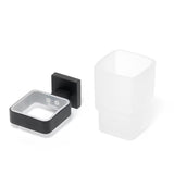 Crni mat zidni držač čaša SAT B-Way S četvrtastim dizajnom