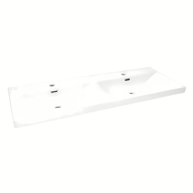 Namještajni dvostruki umivaonik SAT B-Way 121x46 cm u mat bijeloj boji s dva otvora pro slavinu