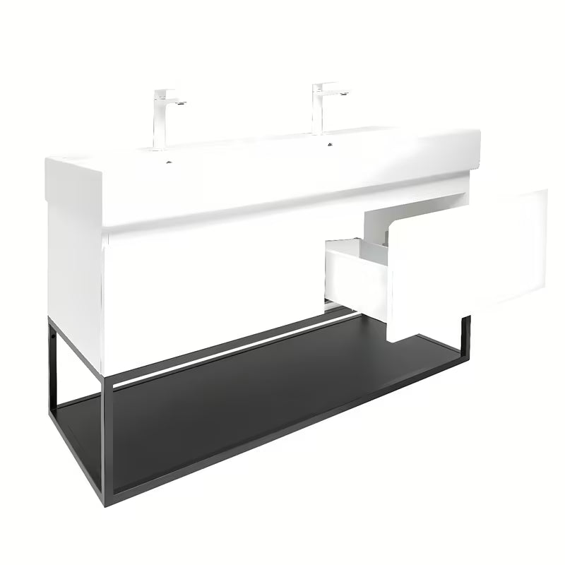 Viseća ormarić SAT B-Way s dvostrukim umivaonikom u sjajno bijeloj boji 119x45x30 cm