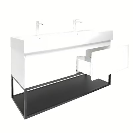 Viseća ormarić SAT B-Way s dvostrukim umivaonikom u sjajno bijeloj boji 119x45x30 cm