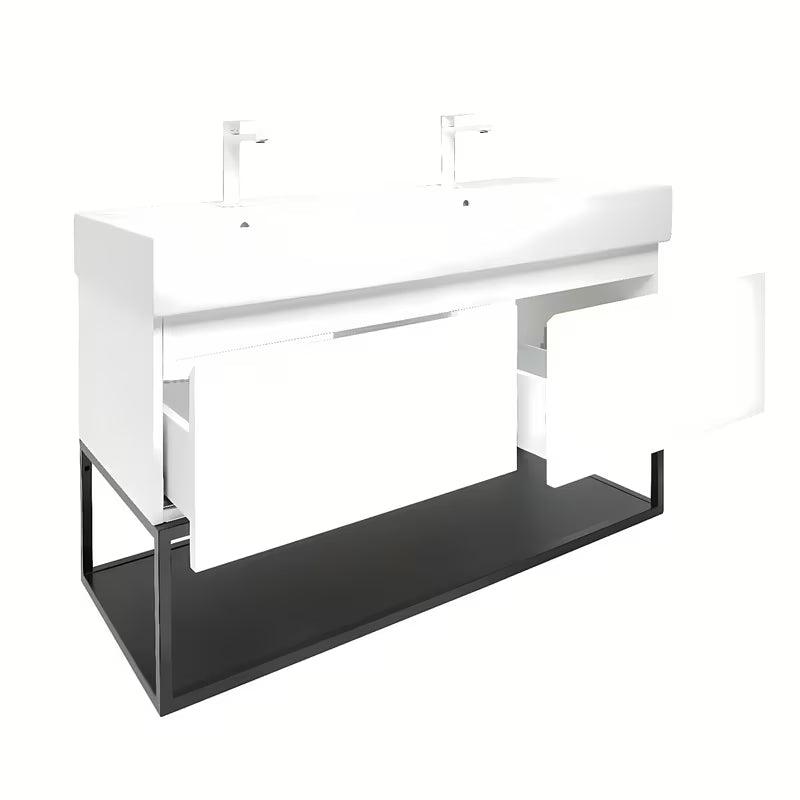 Viseća ormarić SAT B-Way s dvostrukim umivaonikom u sjajno bijeloj boji 119x45x30 cm