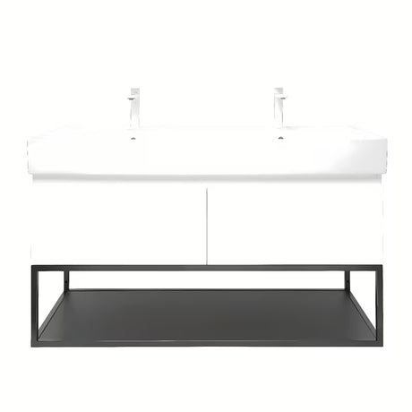 Viseća ormarić SAT B-Way s dvostrukim umivaonikom u sjajno bijeloj boji 119x45x30 cm