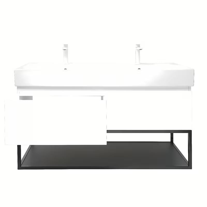 Viseća ormarić SAT B-Way s dvostrukim umivaonikom u sjajno bijeloj boji 119x45x30 cm