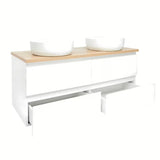 Viseća ormarić s umivaonicima SAT B-Way u sjajnoj bijeloj boji s pokrovnom pločom u dekoru hrasta