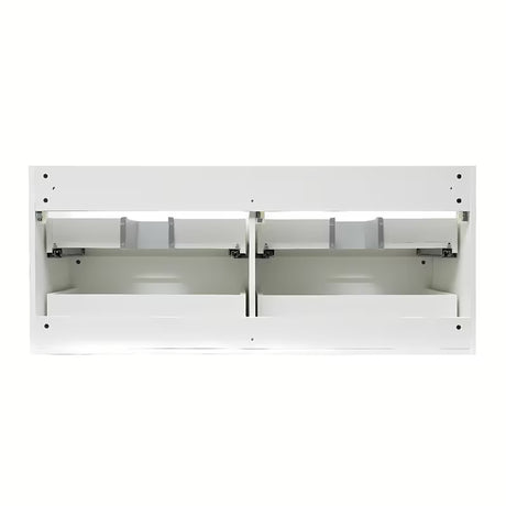 Viseća kupaonski ormarić SAT B-Way u sjajnoj bijeloj boji s hrastovom pločom i dva umivaonika na ploču