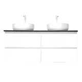 Viseća kupaonski ormarić s umivaonicima SAT B-Way u sjajnoj bijeloj boji s pločom od umjetnog kamena