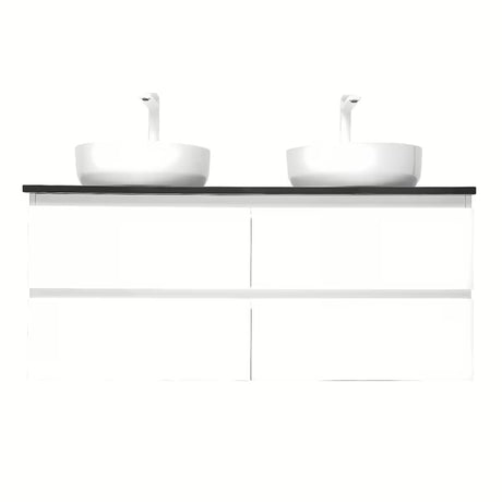 Viseća kupaonski ormarić s umivaonicima SAT B-Way u sjajnoj bijeloj boji s pločom od umjetnog kamena