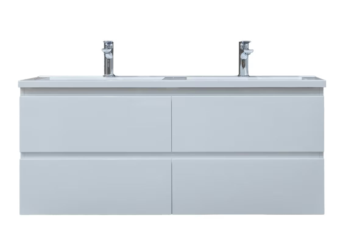 Viseća kupaonski ormarić SAT B-Way s umivaonikom od lijevanog mramora u bijelom sjaju