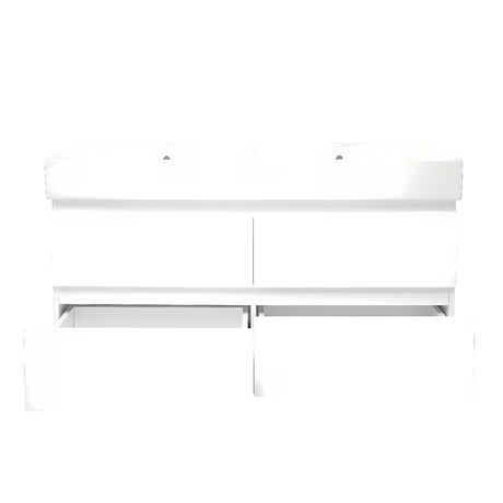 Viseća kupaonski ormarić s dvostrukim umivaonikom SAT B-Way u bijeloj boji s četiri ladice