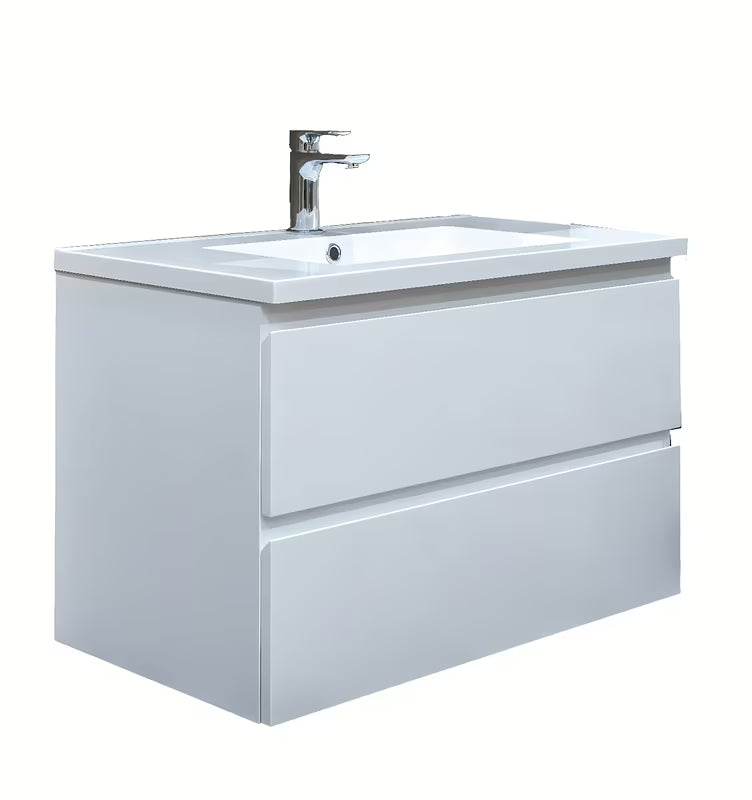 Viseća kupaonski ormarić SAT B-Way s umivaonikom od lijevanog mramora u bijelom sjaju