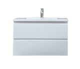 Viseća kupaonski ormarić SAT B-Way s umivaonikom od lijevanog mramora u bijelom sjaju