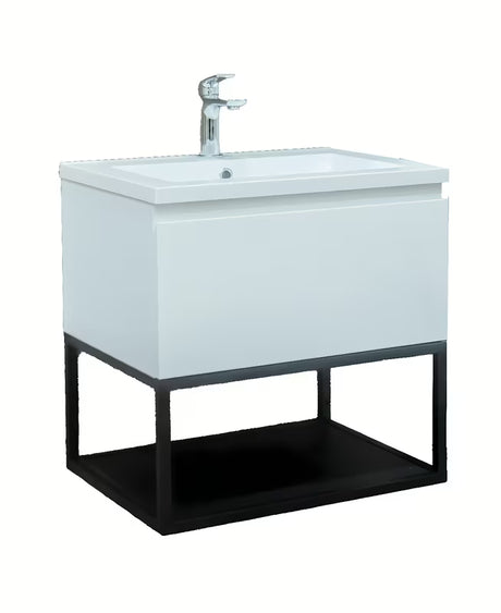 Viseća kupaonski ormarić SAT B-Way s umivaonikom od lijevanog mramora u sjajnoj bijeloj boji