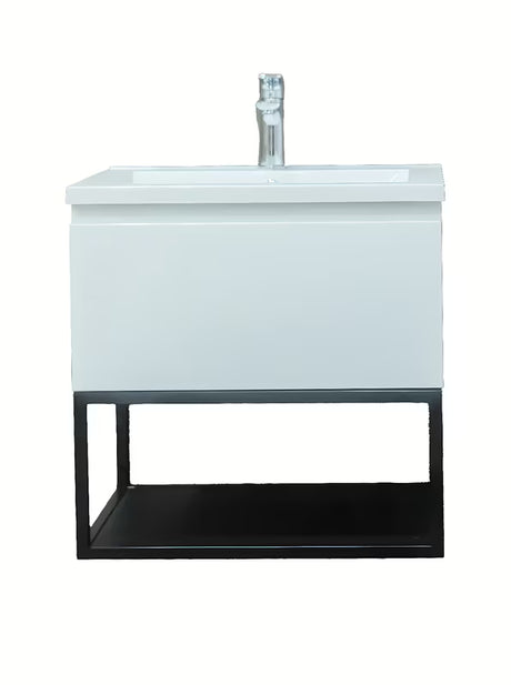 Viseća kupaonski ormarić SAT B-Way s umivaonikom od lijevanog mramora u sjajnoj bijeloj boji