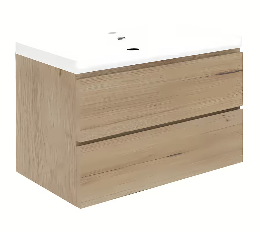 Viseća kupaonski ormarić s keramičkim umivaonikom SAT B-Way u dekoru hrasta 99x45x50 cm