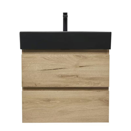 Viseća kupaonski ormarić SAT B-Way s umivaonikom u dekoru hrasta i crnim elementima