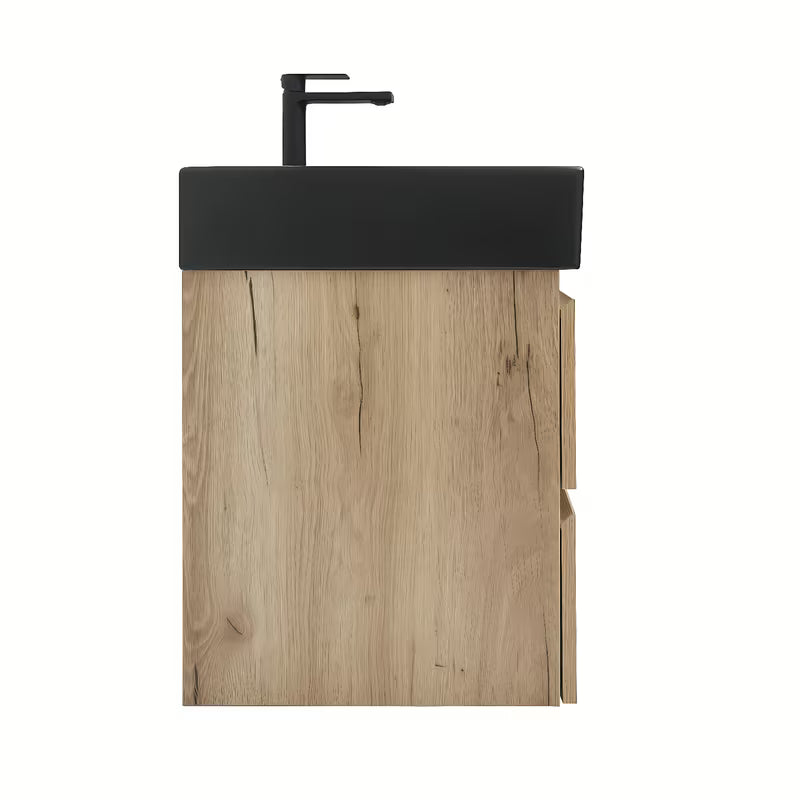 Viseća kupaonski ormarić SAT B-Way s umivaonikom u dekoru hrasta i crnim elementima