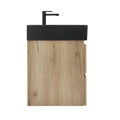 Viseća kupaonski ormarić SAT B-Way s umivaonikom u dekoru hrasta i crnim elementima