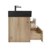 Viseća kupaonski ormarić SAT B-Way s umivaonikom u dekoru hrasta i crnim elementima
