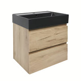 Viseća kupaonski ormarić SAT B-Way u dekoru hrasta s umivaonikom i dvije ladice