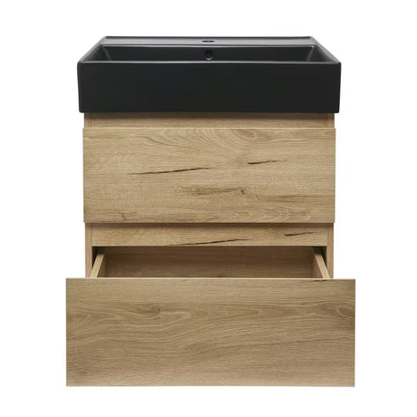 Viseća kupaonski ormarić SAT B-Way u dekoru hrasta s umivaonikom i dvije ladice