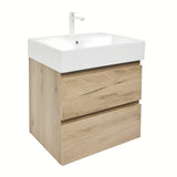 Viseća kupaonski ormarić SAT B-Way u dekoru hrasta s keramičkim umivaonikom