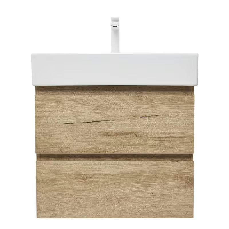 Viseća kupaonski ormarić SAT B-Way u dekoru hrasta s keramičkim umivaonikom