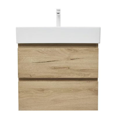 Viseća kupaonski ormarić SAT B-Way u dekoru hrasta s keramičkim umivaonikom