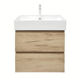 Viseća kupaonski ormarić SAT B-Way u dekoru hrasta s keramičkim umivaonikom