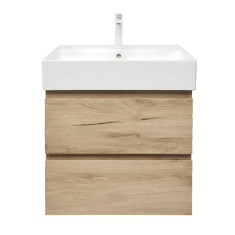 Viseća kupaonski ormarić SAT B-Way u dekoru hrasta s keramičkim umivaonikom