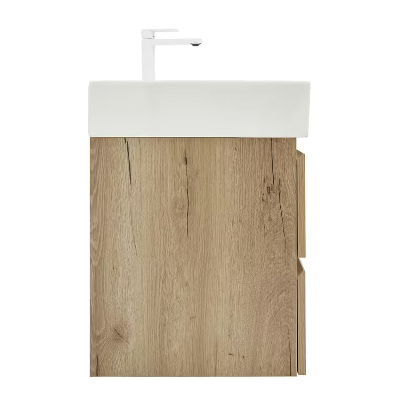 Viseća kupaonski ormarić SAT B-Way u dekoru hrasta s keramičkim umivaonikom