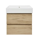 Viseća kupaonski ormarić SAT B-Way u dekoru hrasta s keramičkim umivaonikom i dvije ladice.