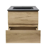 Viseća kupaonski ormarić SAT B-Way u dekoru hrasta s keramičkim umivaonikom i dvije ladice