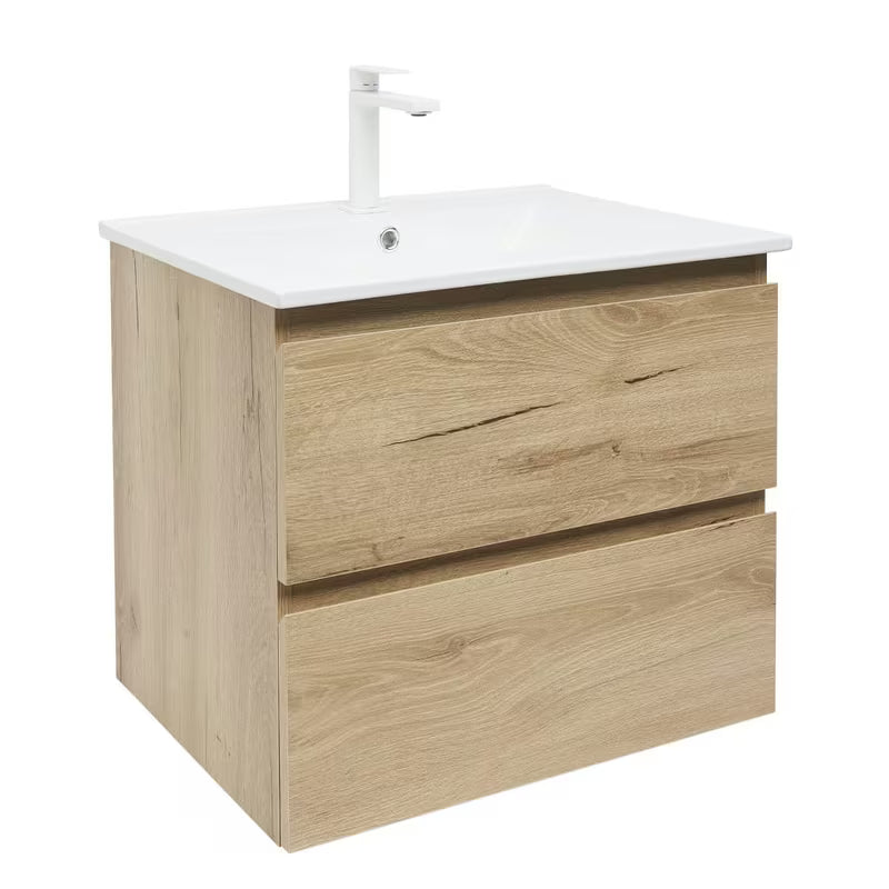 Viseća kupaonski ormarić s umivaonikom SAT B-Way u dekoru hrasta s dvije ladice