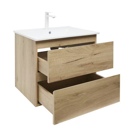 Viseća kupaonski ormarić s umivaonikom SAT B-Way u dekoru hrasta s dvije ladice