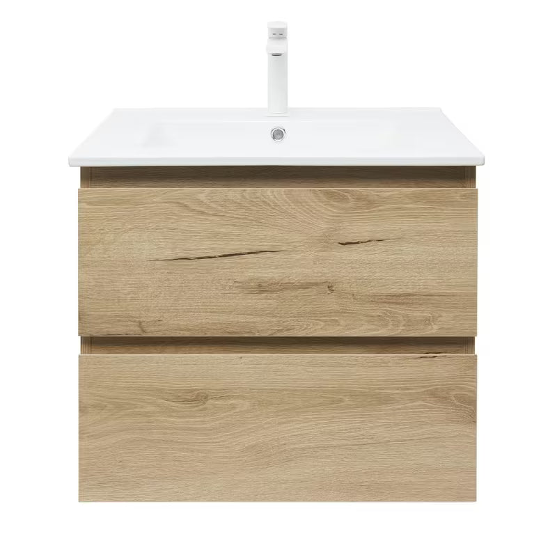 Viseća kupaonski ormarić s umivaonikom SAT B-Way u dekoru hrasta s dvije ladice