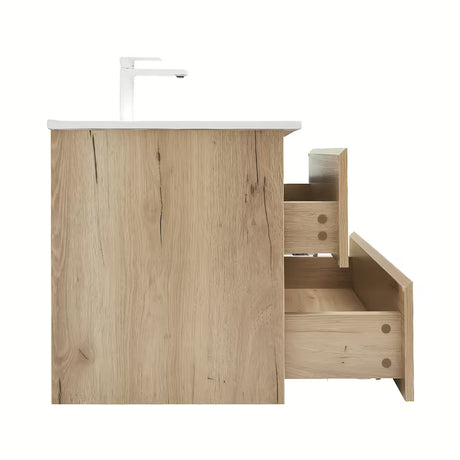 Viseća kupaonski ormarić s umivaonikom SAT B-Way u dekoru hrasta s dvije ladice