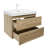 Viseća kupaonski ormarić s keramičkim umivaonikom SAT B-Way u dekoru hrasta, mat izvedba