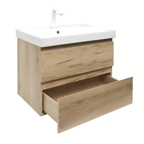 Viseća kupaonski ormarić s keramičkim umivaonikom SAT B-Way u dekoru hrasta, mat izvedba