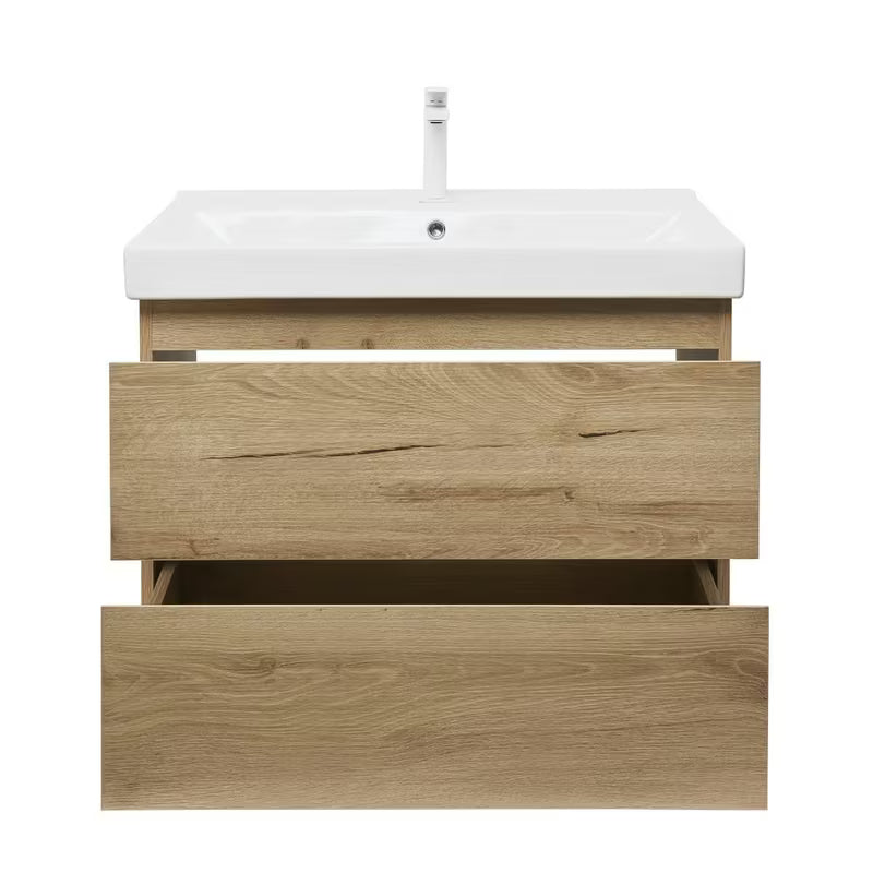 Viseća kupaonski ormarić s keramičkim umivaonikom SAT B-Way u dekoru hrasta, mat izvedba