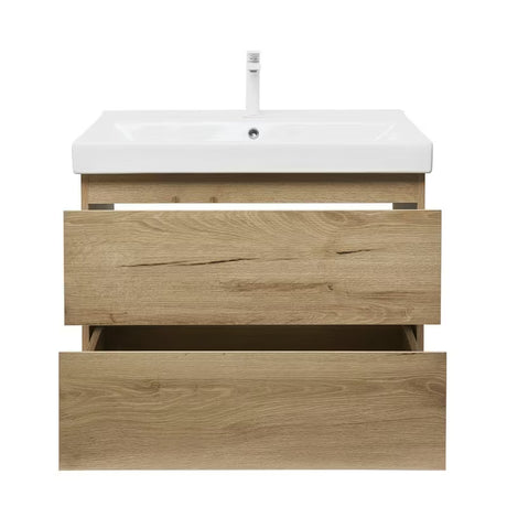 Viseća kupaonski ormarić s keramičkim umivaonikom SAT B-Way u dekoru hrasta, mat izvedba