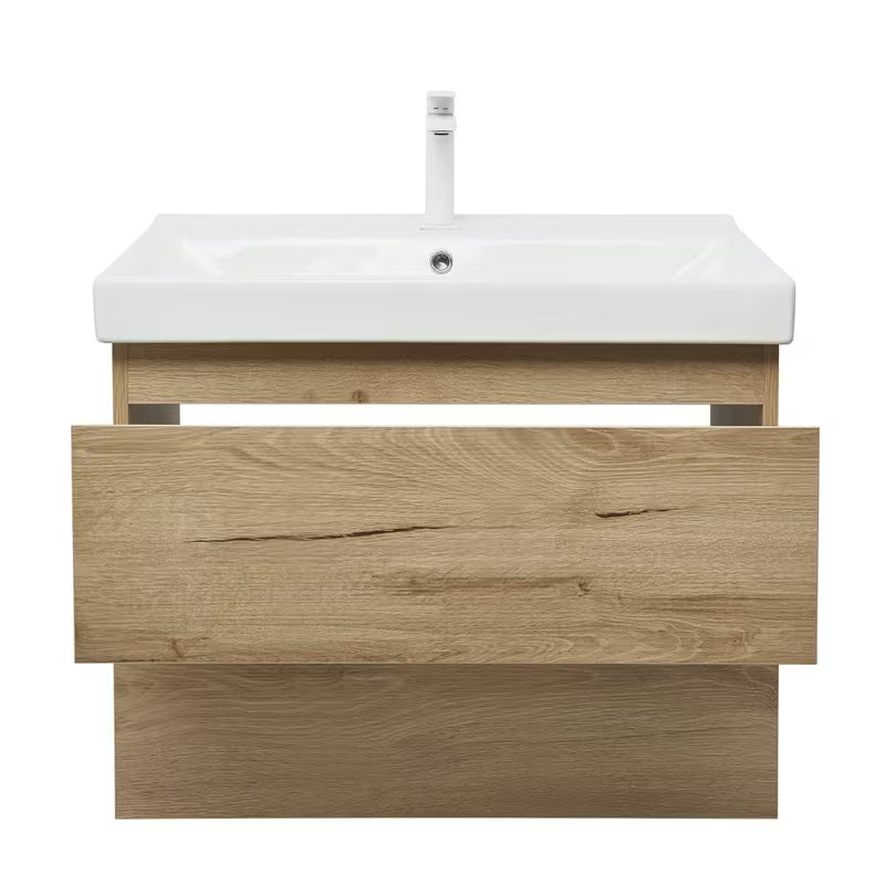 Viseća kupaonski ormarić s keramičkim umivaonikom SAT B-Way u dekoru hrasta, mat izvedba