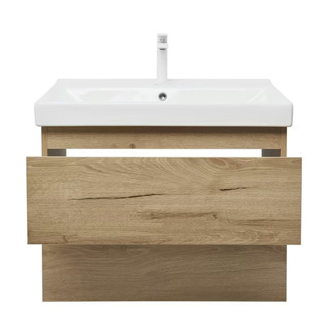 Viseća kupaonski ormarić s keramičkim umivaonikom SAT B-Way u dekoru hrasta, mat izvedba